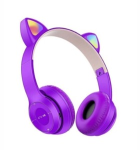 Kablosuz Bluetooth Kulaküstü Kedili P47m Kulaklık Rgb Işıklı Kedi Desenli Kulaklık P47m