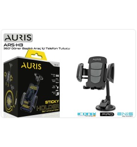 Ars-h3 Vantuzlu 360 Derece Döndürülebilen Araç Içi Telefon Tutacağı (UZUN)